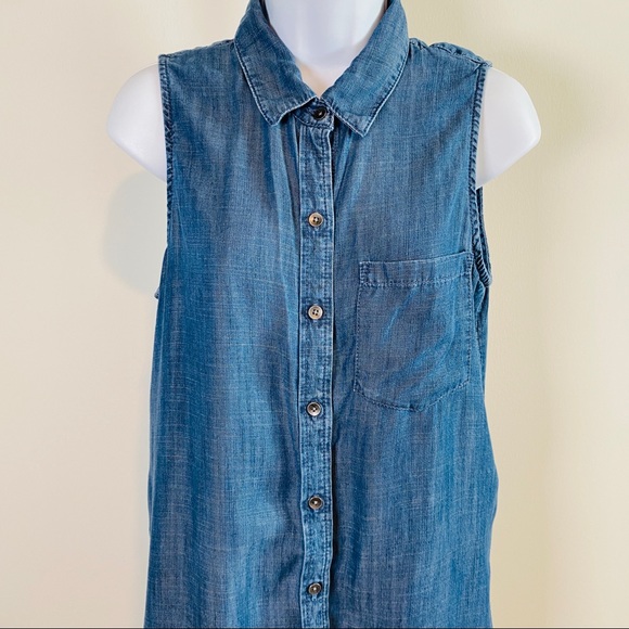 Banana Republic Sleeveless Pleated Back Collared Shirt Size S - Picture 7 of 8